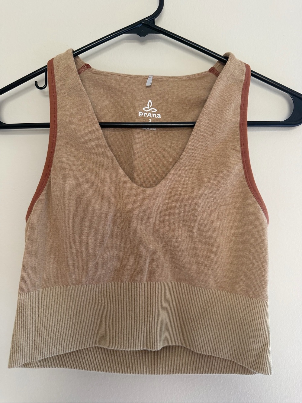 Prana Beige Tank Top with Rust Trim